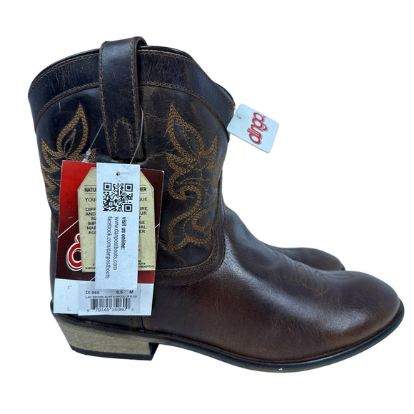 Dingo Willie Western Ankle Boots DI865 Brown Leather Embroidered Women's 9.5M - Picture 2 of 12